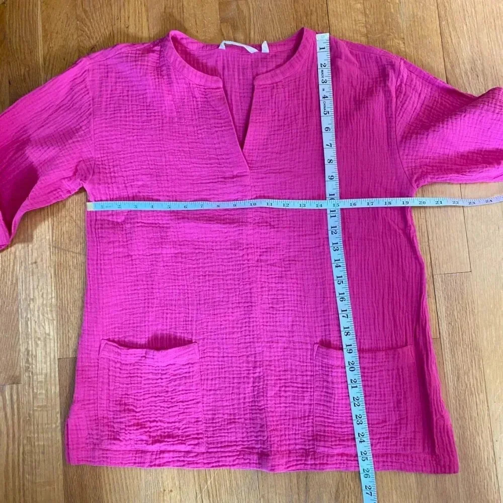 Soft Surroundings Pink Cotton Gauze Popover Tunic Top - Picture 13 of 13